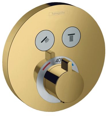 Set de finition pour mitigeur thermostatique encastré Hansgrohe ShowerSelect S en doré poli