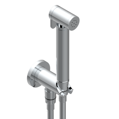 Ensemble hygiénique de WC THG avec douchette à gâchette, flexible et butée de sécurité intégrée sur sortie murale - Collection "Bambou Cristal Clair"
