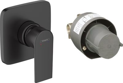 Set de finition pour mitigeur de douche encastré Hansgrohe Vernis Shape avec corps d'encastrement en noir mat