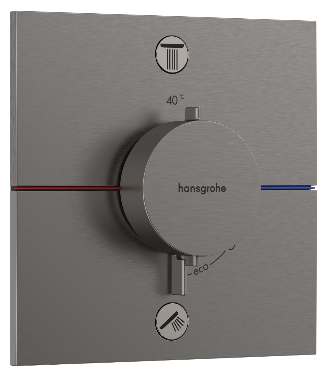 Set de finition pour mitigeur thermostatique encastré Hansgrohe ShowerSelect Comfort E en noir chromé brossé