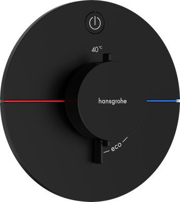 Set de finition pour mitigeur thermostatique encastré Hansgrohe ShowerSelect Comfort S en noir mat avec 1 fonction