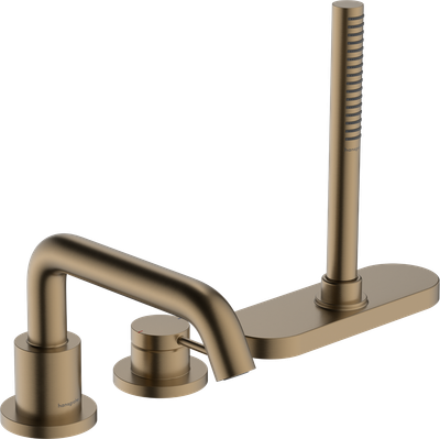 Mélangeur 3 trous pour montage sur bord de baignoire Hansgrohe Tecturis S avec sBox en bronze brossé