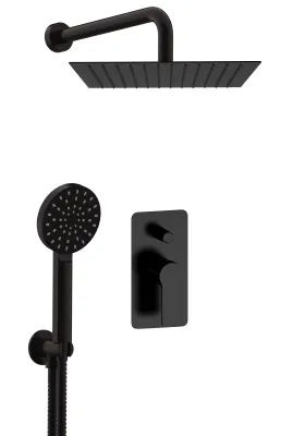 Ensemble de douche encastré Remer Energy 300 mm en laiton noir mat