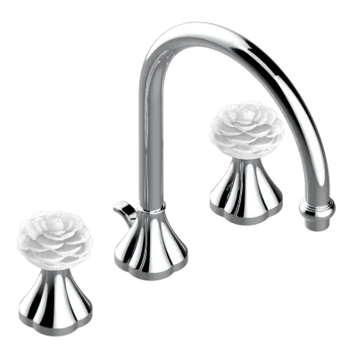 Mélangeur de lavabo 3 trous THG avec vidage - Collection "Camélia Cristal Clair"