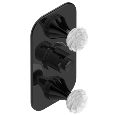 Set de finition THG pour douche thermostatique à encastrer avec deux robinets d'arrêt à 2 fonctions - Collection " Camélia Cristal Clair "