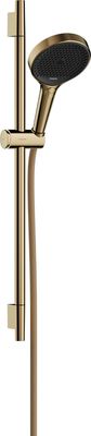 Barre de douche Hansgrohe avec douchette à main Rainfinity Select S Puro 130 3 jets et flexible Designflex en doré poli