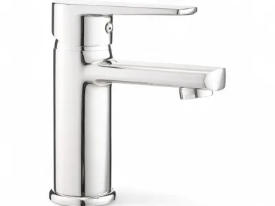 Robinet mitigeur de lavabo chromé Deante Tubo 81 avec bec fixe et cartouche en céramique, design élégant.