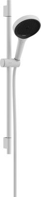 Barre de douche Hansgrohe avec douchette à main Rainfinity Select S Puro 130 EcoSmart 3 jets et flexible Designflex en blanc mat