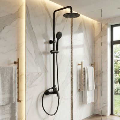 Colonne de douche Deante Boro 200 avec mitigeur mécanique en noir mat
