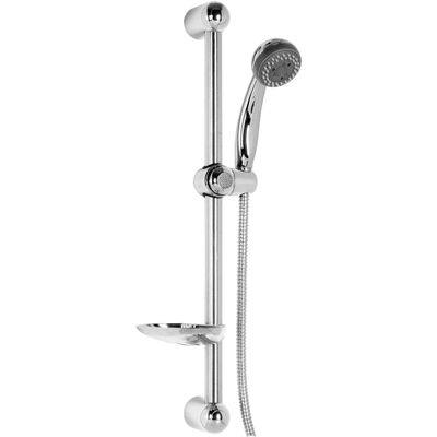 Barre de douche chromée Deante Fresh avec douchette et porte-savon, deux jets, tuyau flexible.