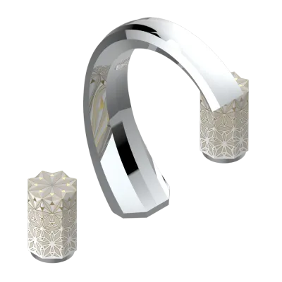 Mélangeur de lavabo 3 trous THG avec vidage - Collection "Nihal porcelaine ivoire"
