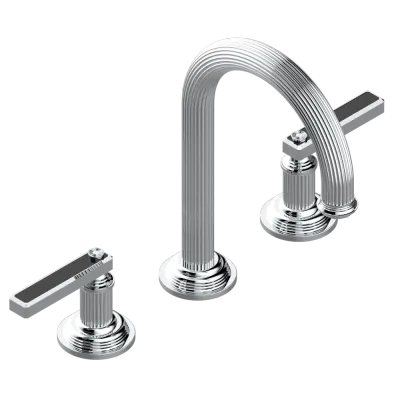 Mélangeur de lavabo 3 trous THG avec vidage pour serrage marbre - Collection "Grand Central Onyx noir"