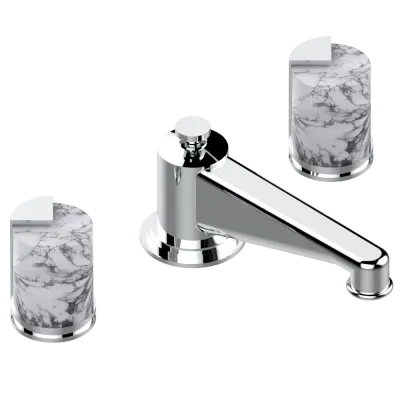 Mélangeur de lavabo 3 trous THG avec vidage pour serrage marbre - Collection "Le 9 howlite"