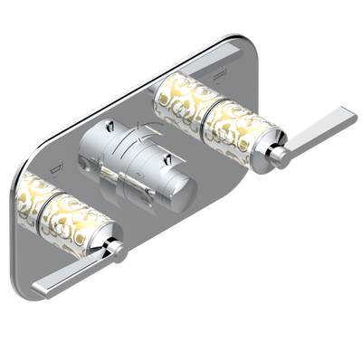 Set de finition THG pour douche thermostatique à encastrer avec deux robinets d'arrêt pour installation horizontale à 2 fonctions - Collection "Froufrou à manettes"