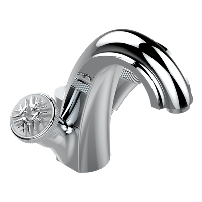 Mélangeur de lavabo monotrou THG avec vidage - Collection "Hirondelles tamponnées platine"
