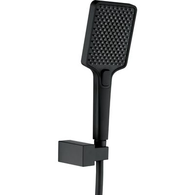 Pommeau de douche Deante Anemon avec douchette et flexible de 1,50 m en finition noir mat.