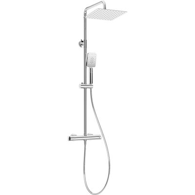 Colonne de douche carrée Deante 250 avec mitigeur thermostatique en chromé avec douchette à main 3 jets