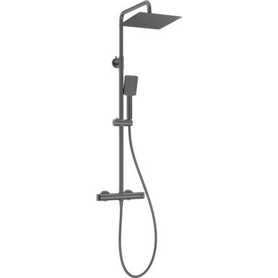 Colonne de douche carrée Deante 250 avec mitigeur thermostatique en titane avec douchette à main 3 jets