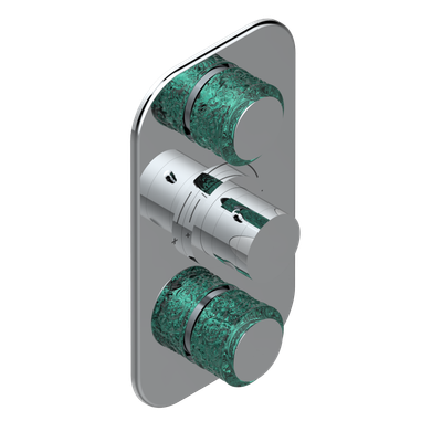 Set de finition THG pour douche thermostatique à encastrer avec deux robinets d'arrêt à 2 fonctions - Collection "New Island"
