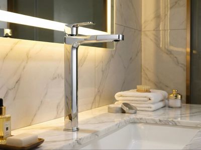 Mitigeur de lavabo rehaussé Deante Maruna 250 sans bonde en chromé