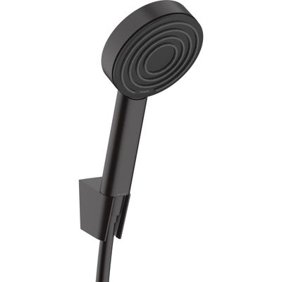 Support mural Hansgrohe avec douchette à main Pulsify S 105 et flexible Isiflex 1,25 m en noir mat