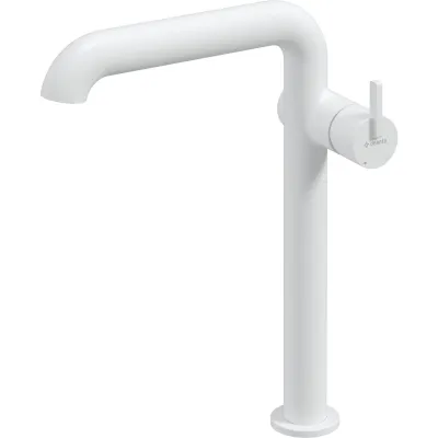 Mitigeur de lavabo rehaussé Deante Silia 265 sans bonde en blanc mat