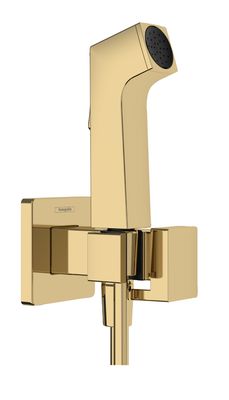 Douchette hygiénique pour WC Hansgrohe E en doré poli pour eau froide avec support et flexible