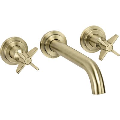 Mélangeur de lavabo 3 trous encastré Deante Temisto 193 mm sans bonde en PVD laiton brossé