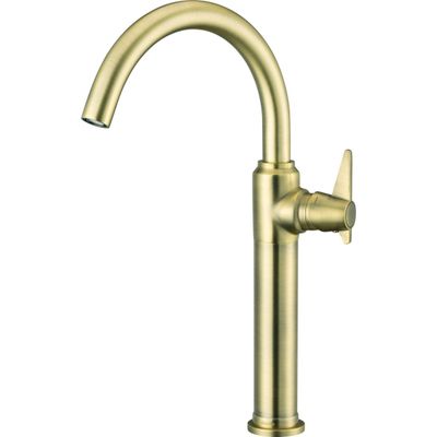Mitigeur de lavabo rehaussé Deante Temisto 274 sans bonde en PVD laiton brossé