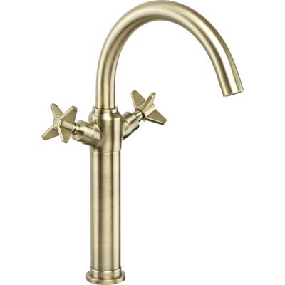 Mélangeur de lavabo rehaussé Deante Temisto 270 sans bonde en PVD laiton brossé