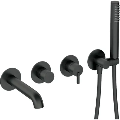 Mitigeur encastré de bain / douche 4 trous Deante Silia en noir mat