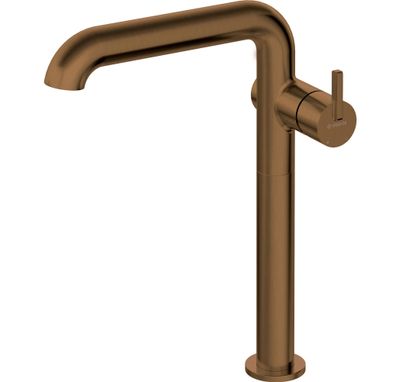 Robinet mitigeur de lavabo haut Deante Silia 265 en bronze brossé avec cartouche en céramique et bec fixe.
