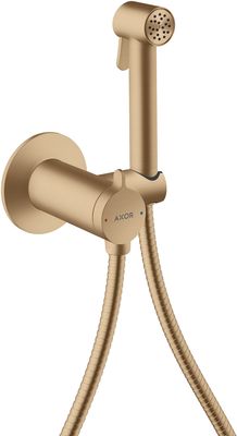 Douchette hygiénique pour WC Axor round en bronze brossé pour eau mitigée avec support et flexible