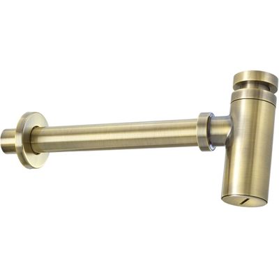 Siphon rond en laiton Deante, finition PVD brossée, longueur 320 mm, couleur dorée.