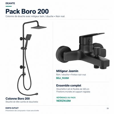 PACK : colonne de douche Deante Jasmin 200 avec mitigeur de bain / douche en noir mat
