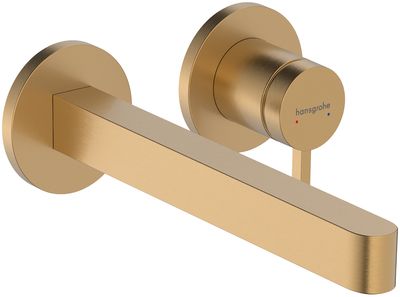 Mitigeur de lavabo encastré Hansgrohe Finoris 225 mm avec bonde à écoulement libre en bronze brossé