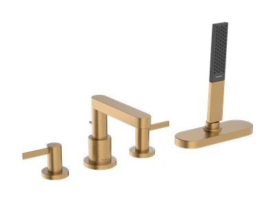 Mélangeur 4 trous pour montage sur bord de baignoire Hansgrohe Finoris avec sBox en bronze brossé