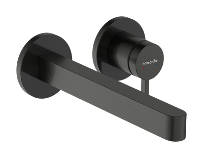 Mitigeur de lavabo encastré Hansgrohe Finoris 225 mm avec bonde à écoulement libre en noir chromé brossé