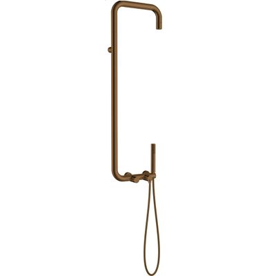Colonne de douche murale en bronze Deante Silia avec douchette et finition bronze PVD brossé.