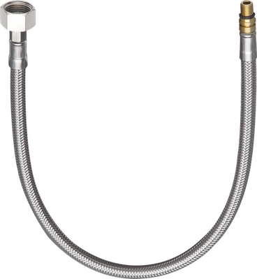 Raccord flexible Hansgrohe 45 cm M8 x G3/8 pour mitigeurs de lavabo visibles, tuyau tressé en métal argenté.