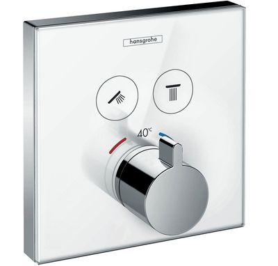 Set de finition pour mitigeur thermostatique encastré Hansgrohe ShowerSelect en chromé - blanc