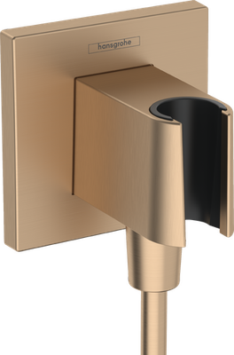 Support mural pour douchette Hansgrohe Fixfit E Porter en bronze avec finition brossée.