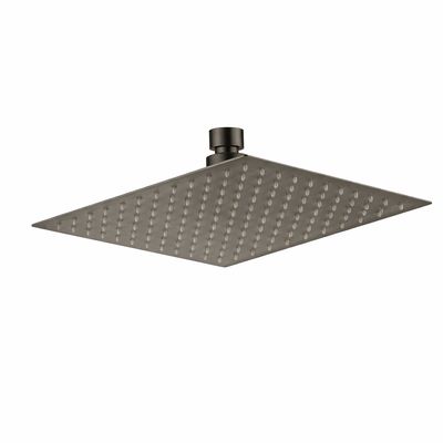 Pommeau de douche carré Deante Blur en titane, 25x25 cm, type pluie avec de nombreux petits trous.