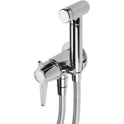 Ensemble hygiénique de WC avec mitigeur encastré Deante Temisto en chromé avec flexible de 120 cm