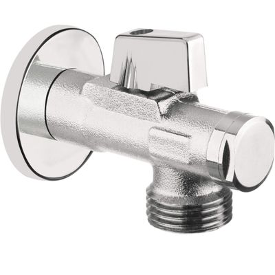 Robinet d'arrêt Deante, 1/2"-3/4", en laiton chromé, pour raccordement à une machine à laver ou un lave-vaisselle.
