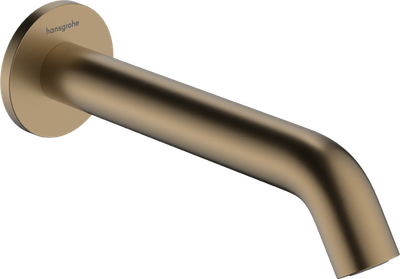 Bec de robinet mural Hansgrohe Tecturis S en bronze brossé avec raccord G ½ et longueur de 198 mm.