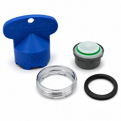 Pièces pour mousseur Hansgrohe M24x1, y compris cache Neoperl standard, anneau métallique et joint.