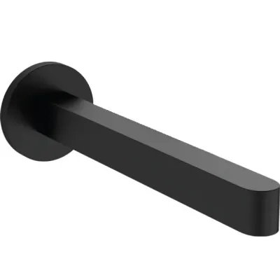 Bec de robinet mural Hansgrohe Finoris en noir mat, longueur 228 mm.
