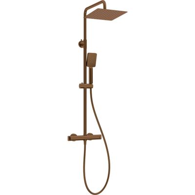Colonne de douche carrée Deante 250 avec mitigeur thermostatique en PVD bronze brossé avec douchette à main 3 jets