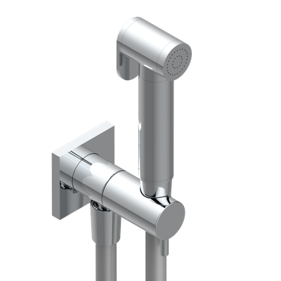 Ensemble hygiénique pour WC THG avec douchette à gâchette pour eau froide avec support et flexible - Collection "Obione"
